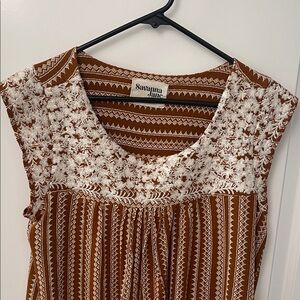 Savanna Jane Embroidery Cream and Rusty Brown Blouse